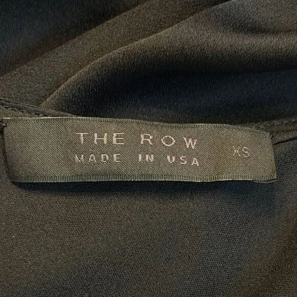 The Row SIlk Sheer Black Tie Open Back Top size XS Bishop Sleeves Tunic Length